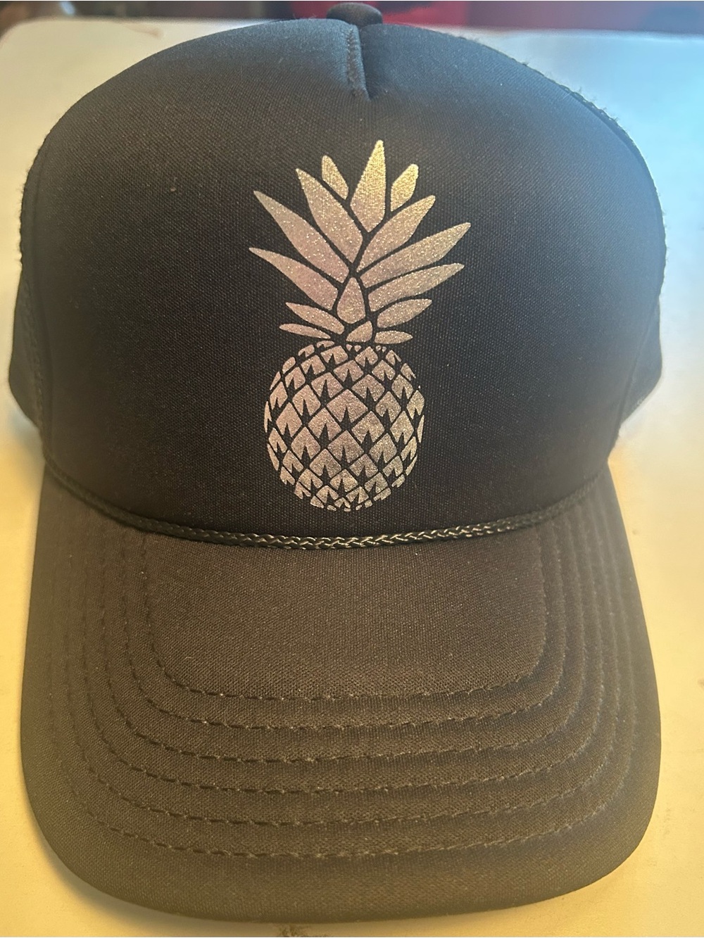 O'Neill Black Trucker Hat with Metallic Pineapple unisex